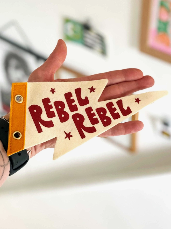 rebel rebel felt mini pennant flag