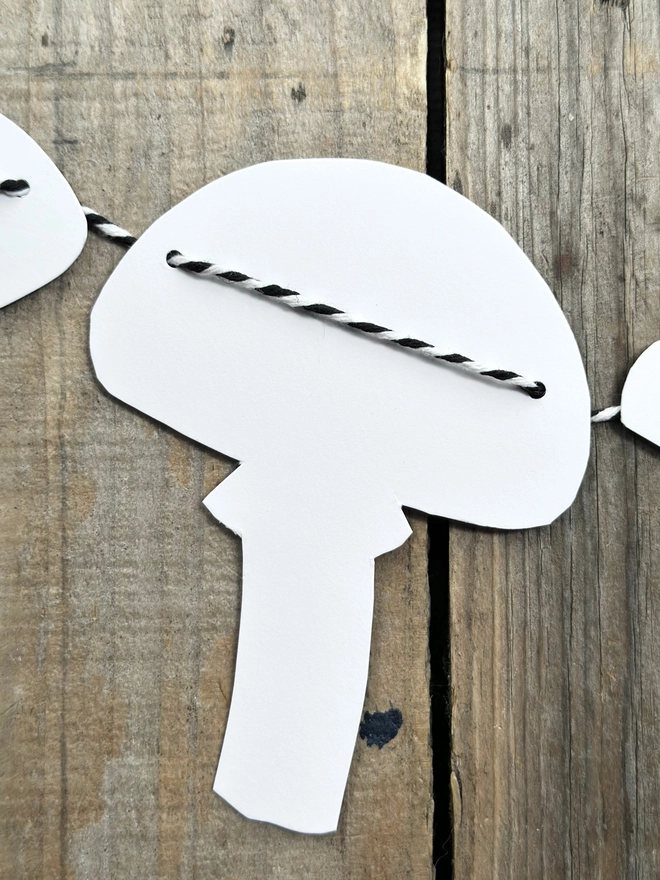 Enchanted Mushroom Garland Hand Printed Monochrome Bunting 