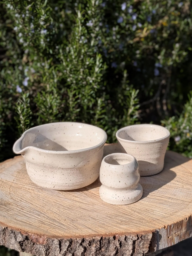 Handmade Matcha Set. A matcha set in raw speckle.