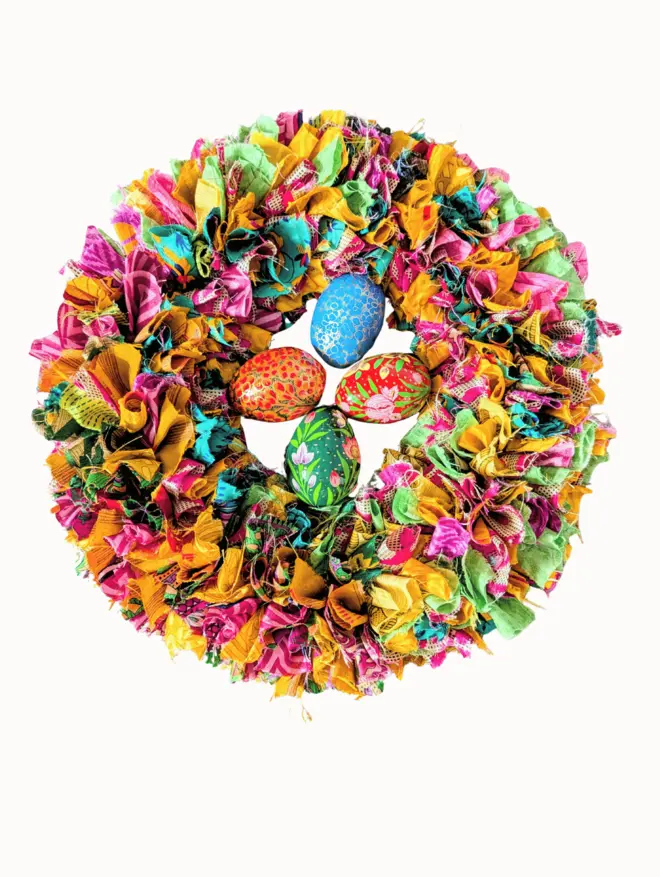 spring Sari Wreath with Egg