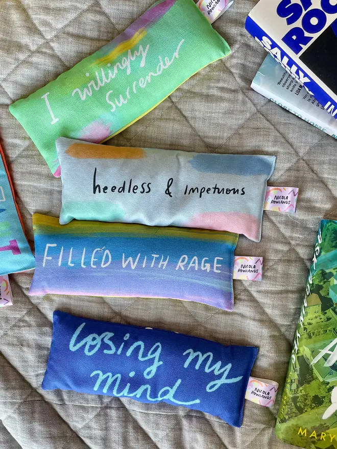 Selection of Nicola's colourful lavender eye pillows