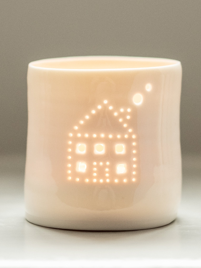 house mini porcelain tealight holder