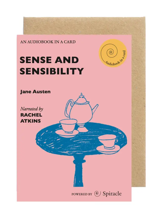 Sense And Sensibility Audiobook In A Card, against a white background. 