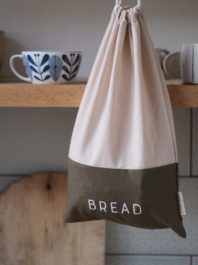two tone bread bag made from linen