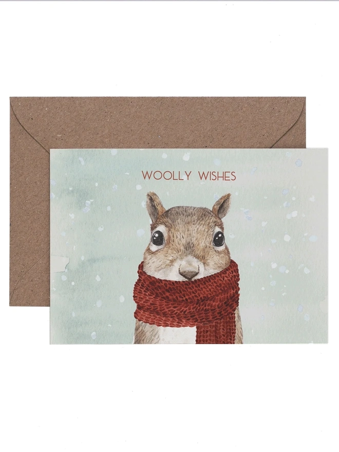 red scarf squirrel christmas card