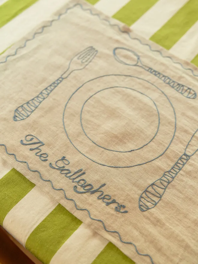 Personalised Embroidered place setting