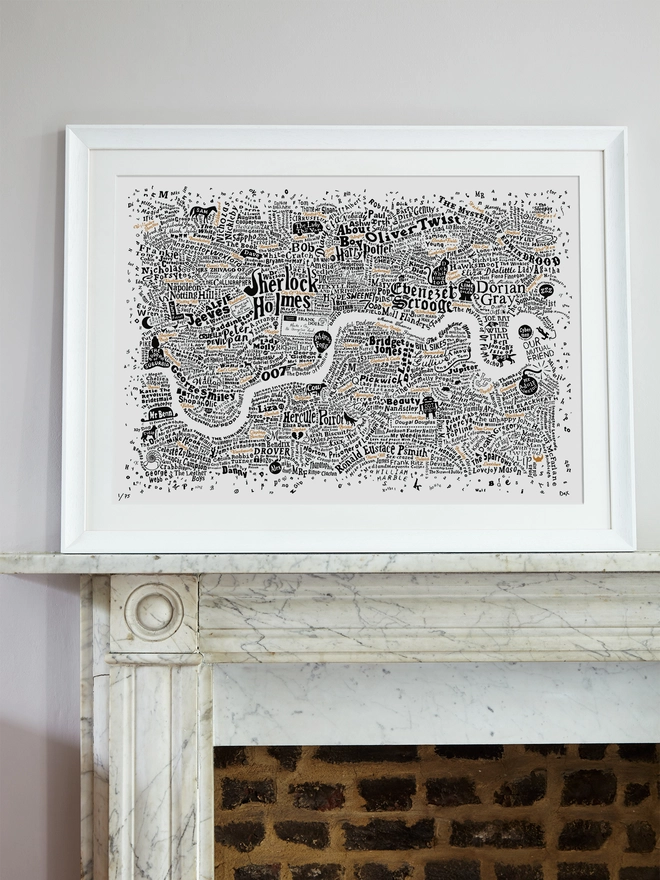 Literary London Map on a shelf, white background version