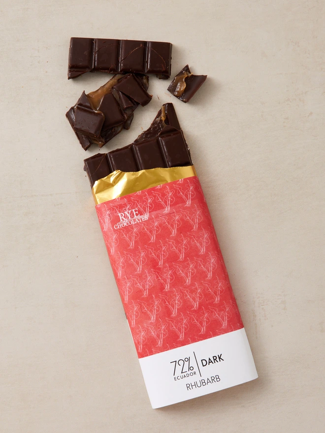 Rhubarb Curd Dark Chocolate Bar - 72% Ecuadorian