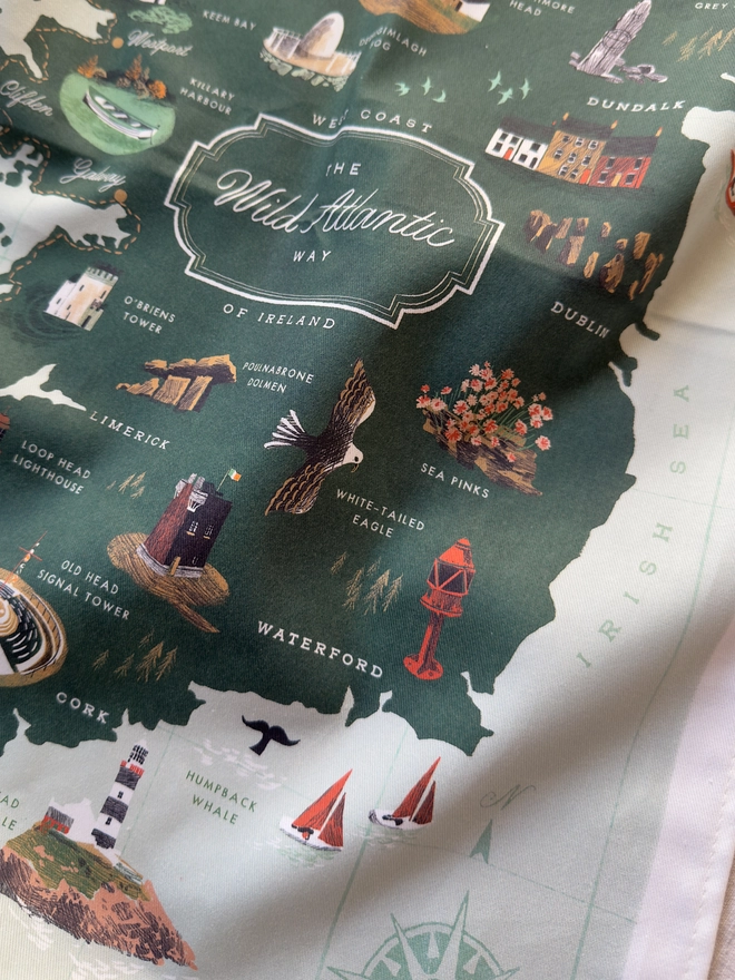 Wild Atlantic Way Tea Towel Close Up