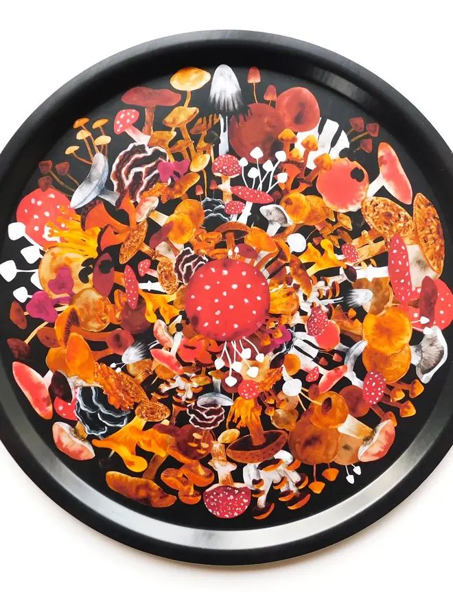 colourful fungi round tray