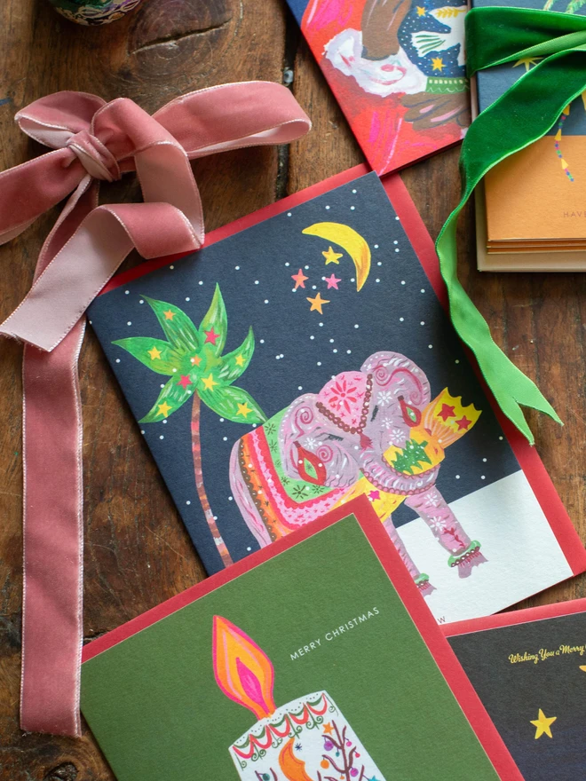 elephant xmas card