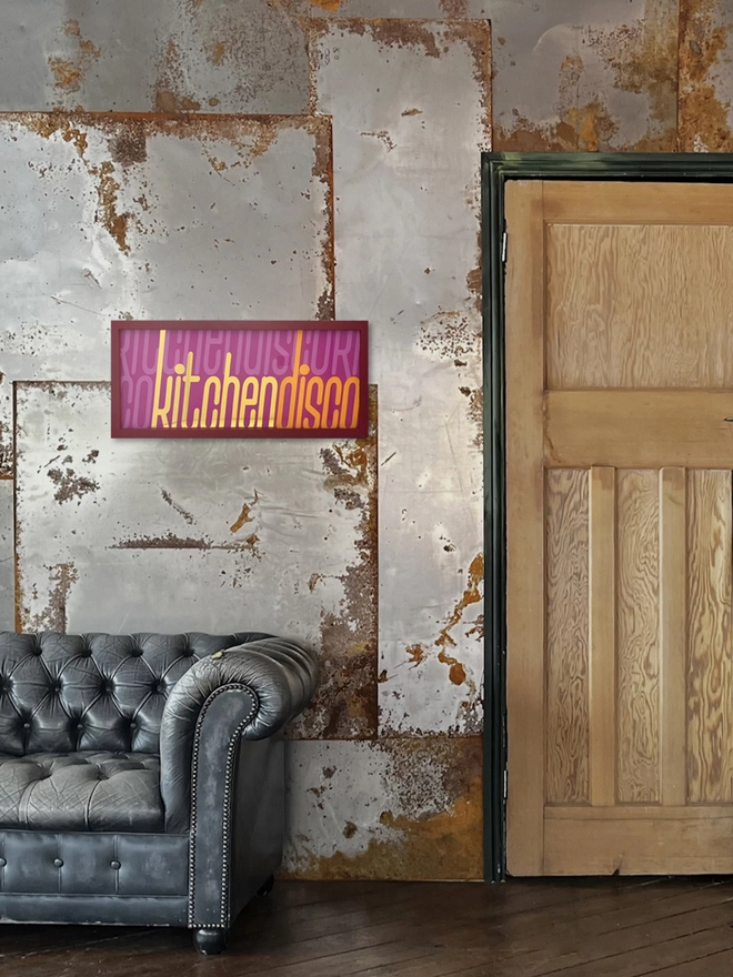 Kitchen Disco gold leaf glass on metal background