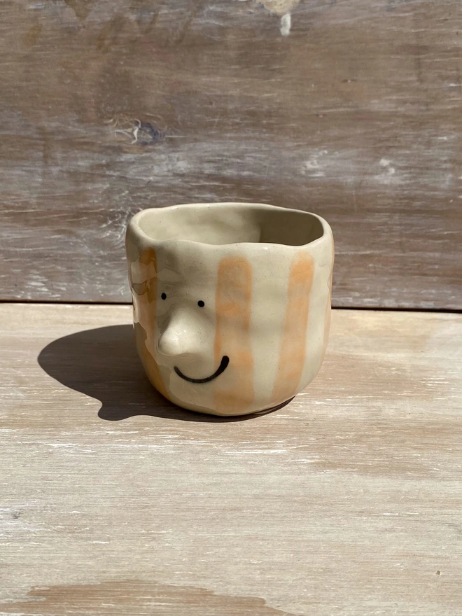 orange stripe pot - side
