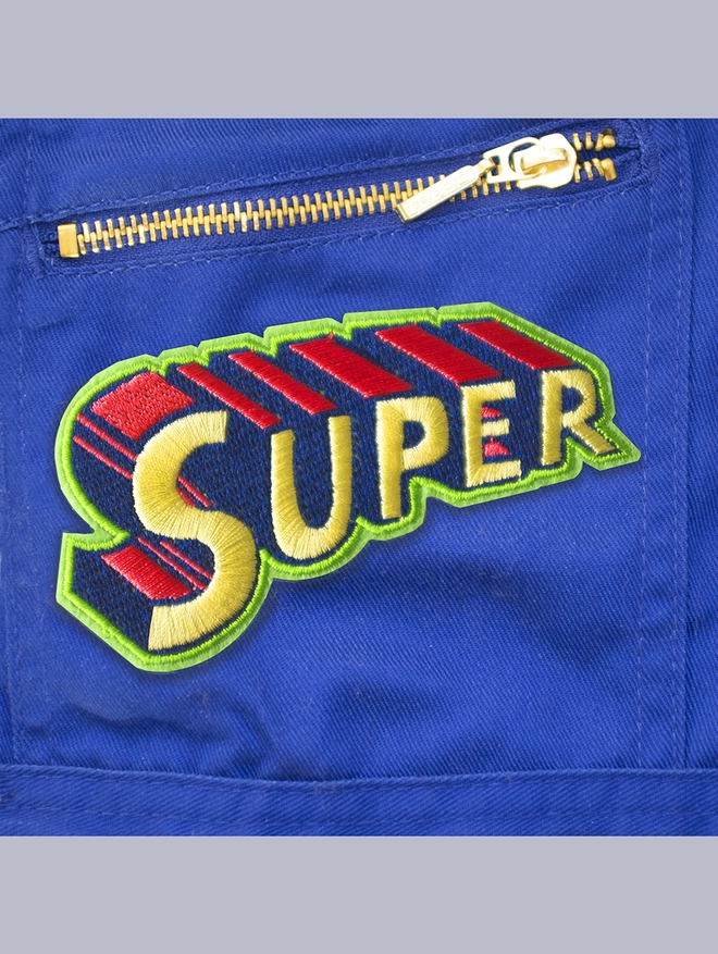 Super iron on patch on blue
