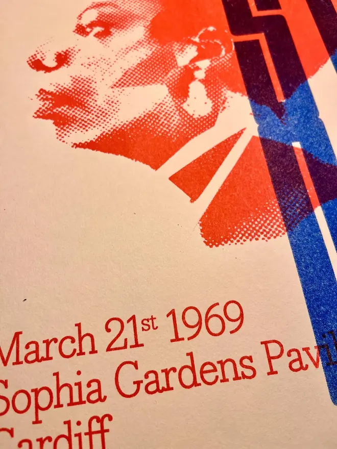 'Nina Simone' Handmade Risograph Gig Poster, close up. 