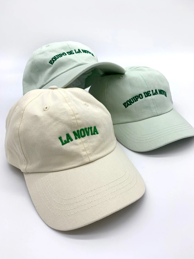 Personalised Slogan Cap Beige and Mint