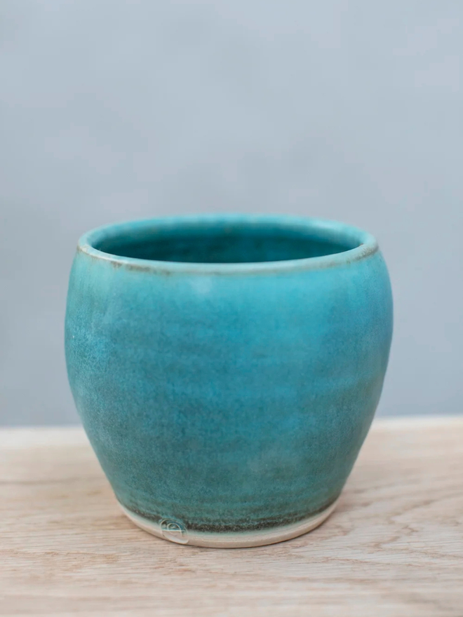 blue stoneware vase