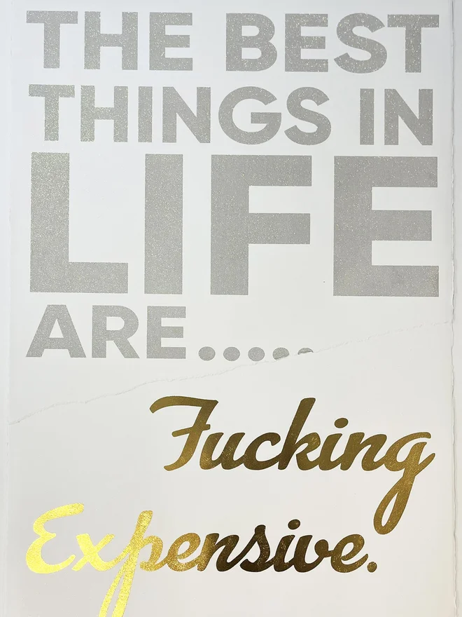 best things in life are fucking expensive screen print