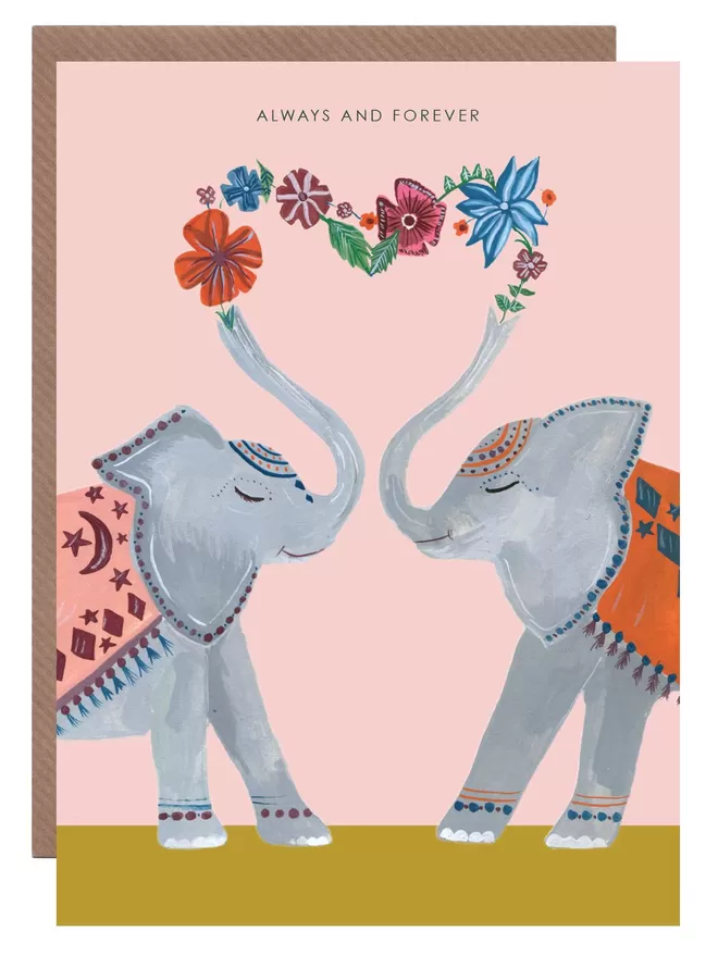 Floral Elephant Always And Forever Greetings Card