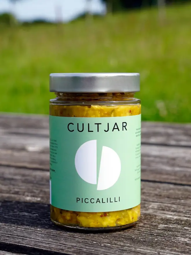 jar of piccalilli with green label