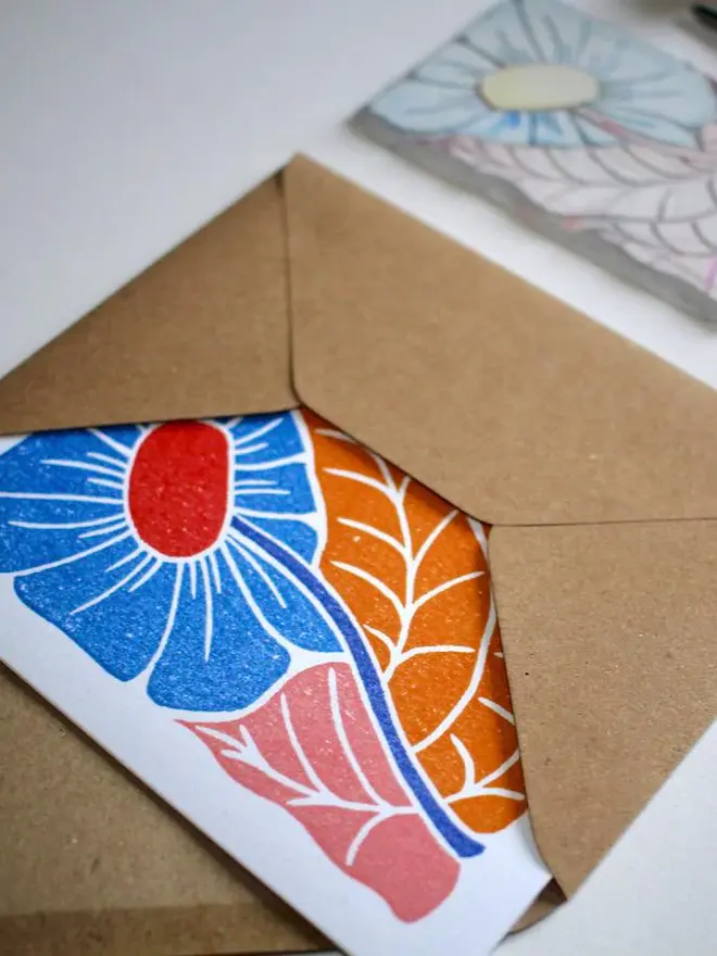 blue floral greeting card