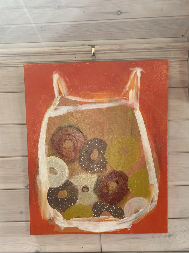 'Bag of Bagels'. Original Painting by Samantha Barnes