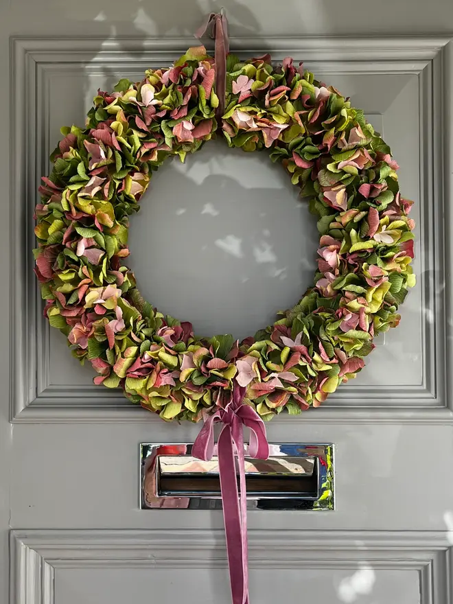 Soft Greens & Pink Crepe Paper Christmas Wreath