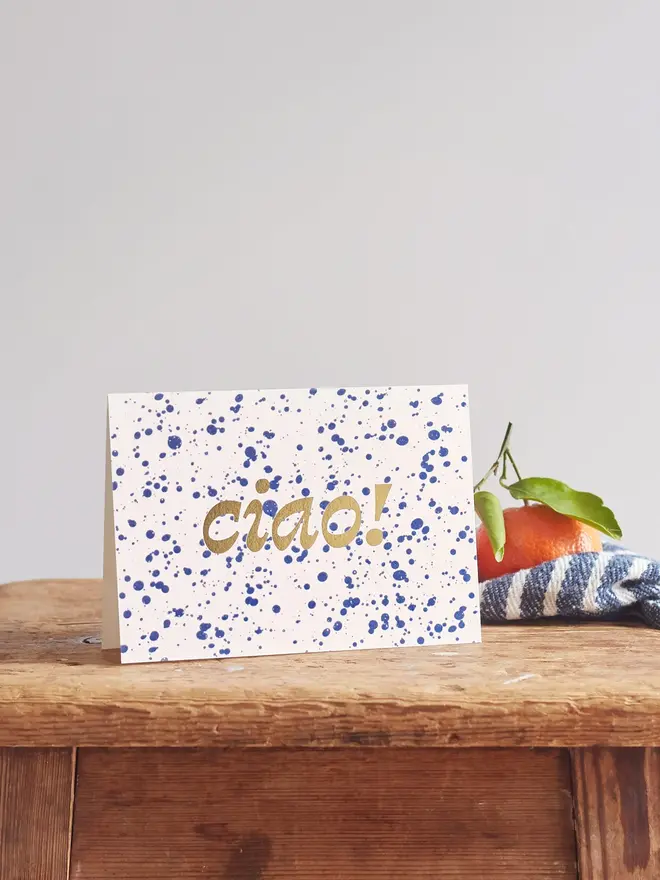 splatter-greeting-card-with-hot-foil-ciao-to-say-hello SP-CIAO-GL