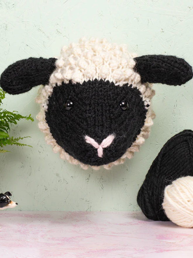 Sheep Head Knitting Kit. A giant Shropshire sheep head.