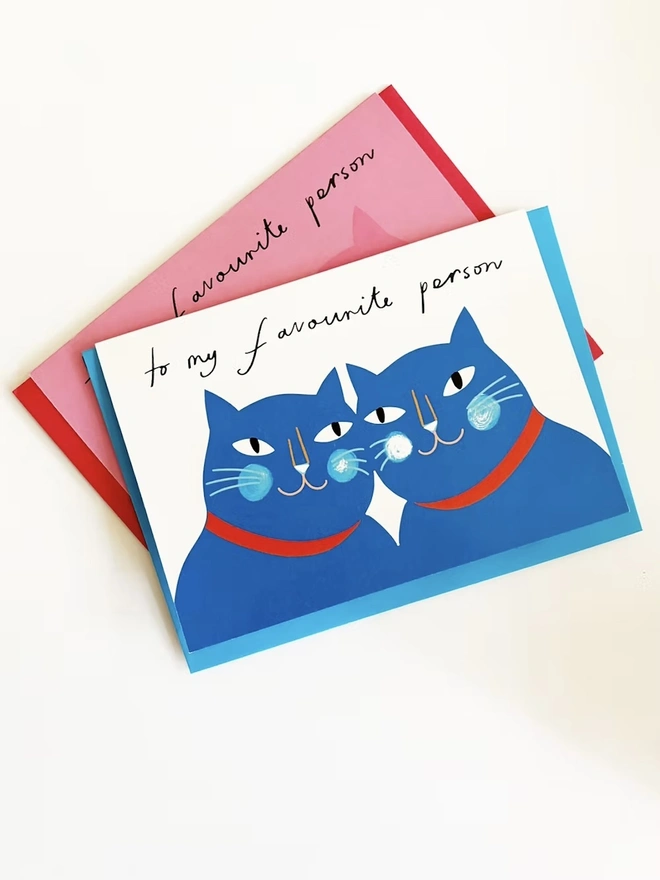 'To My Favourite Person' Cats Blue Card