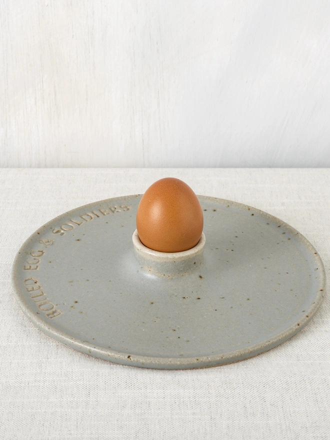 Satin Grey Egg & Soliders Plate