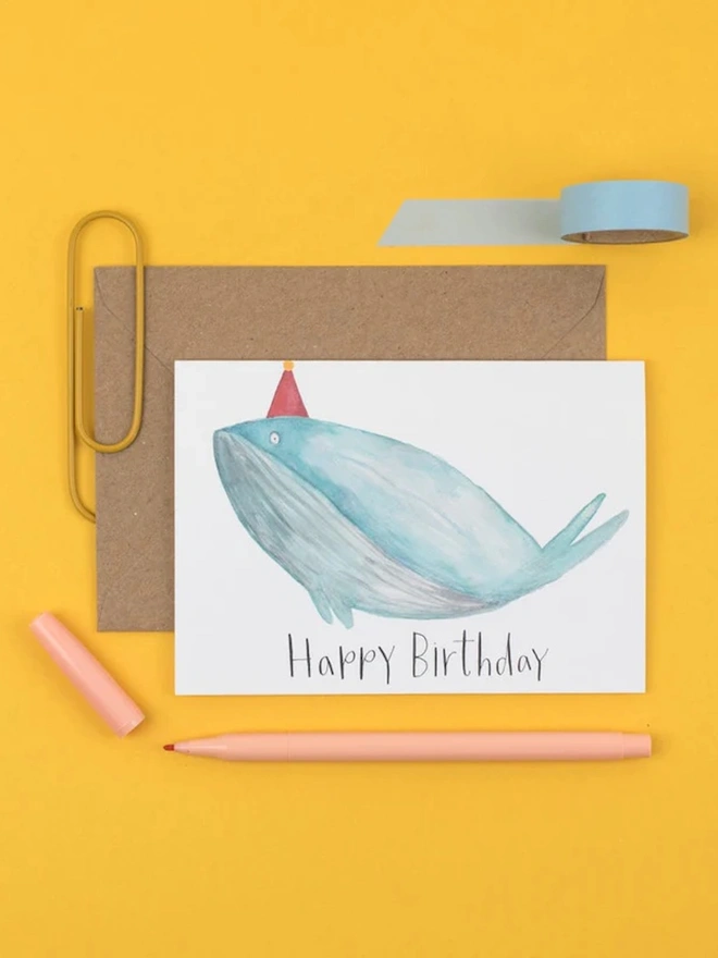 'Happy Birthday' Whale Card 