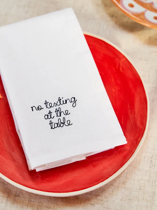 No texting at the table napkin