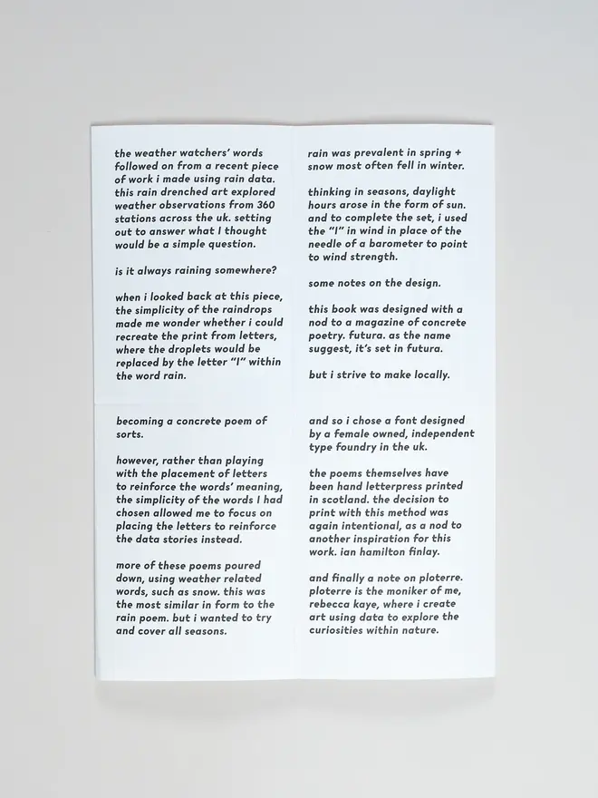 Weather Watchers Words Book, explanatory book sheet. 