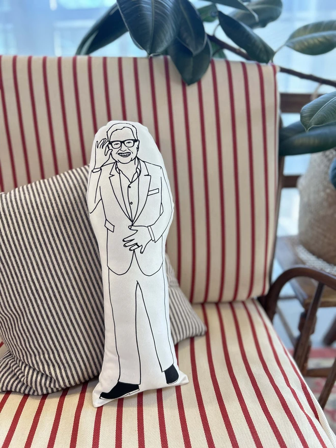 Alan Carr inspired illustrated sofa cushion.