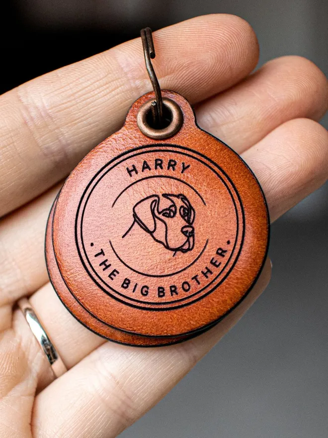 Breed specific - Double Saddle Tan Leather ID Tag