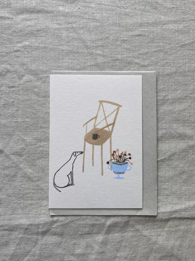 greeting card with a dog and flowers on it! 