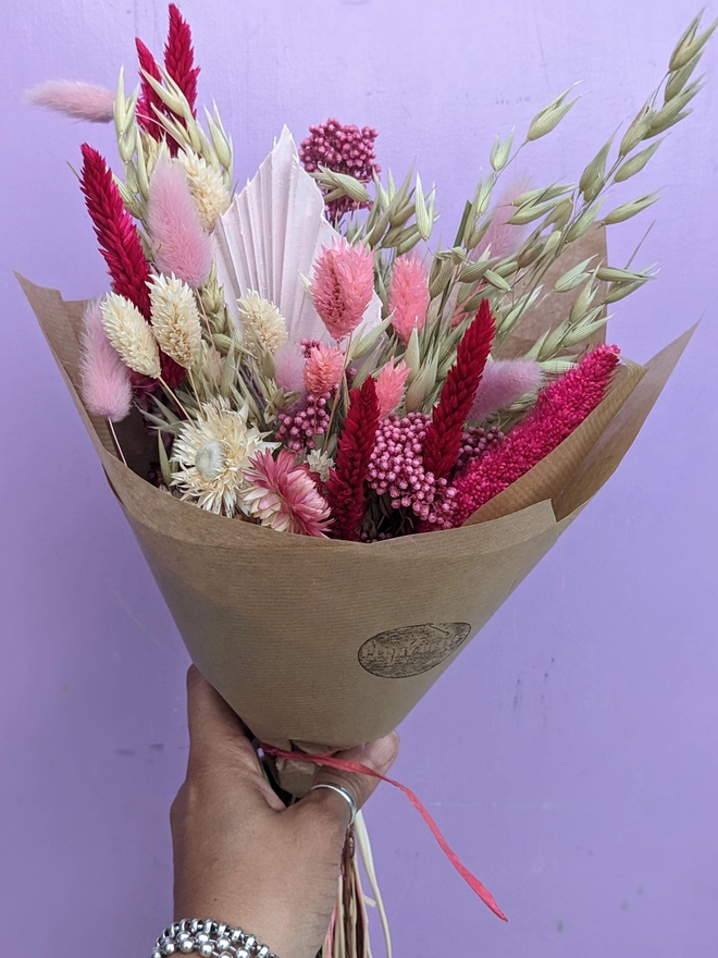 Dried flower bouquet, pink dried flowers, everlasting flowers, pink, feminine,  