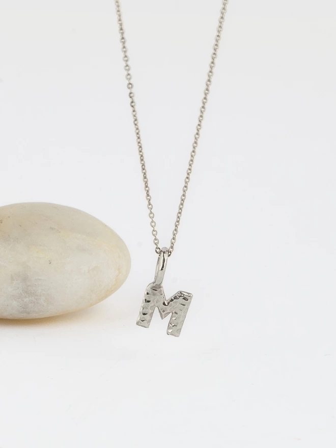 dainty silver letter necklace