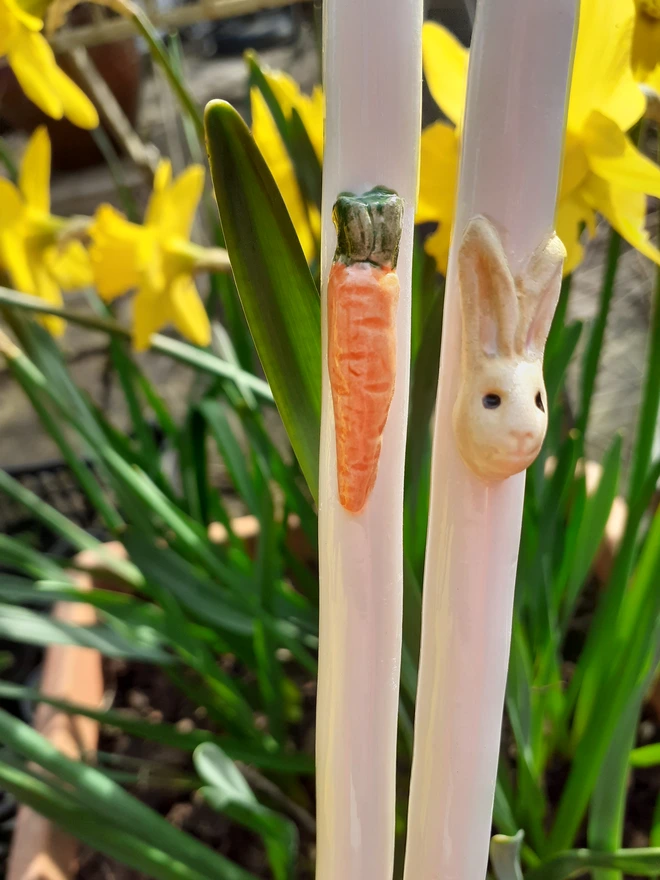 Carrot and Easter Bunny ceramic Straws