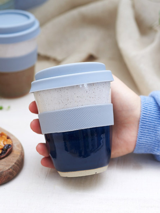 Dark Blue Ceramic Travel Mug