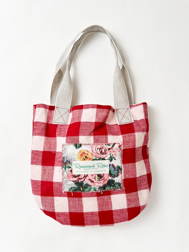 child Bucket Bag in Red Gingham