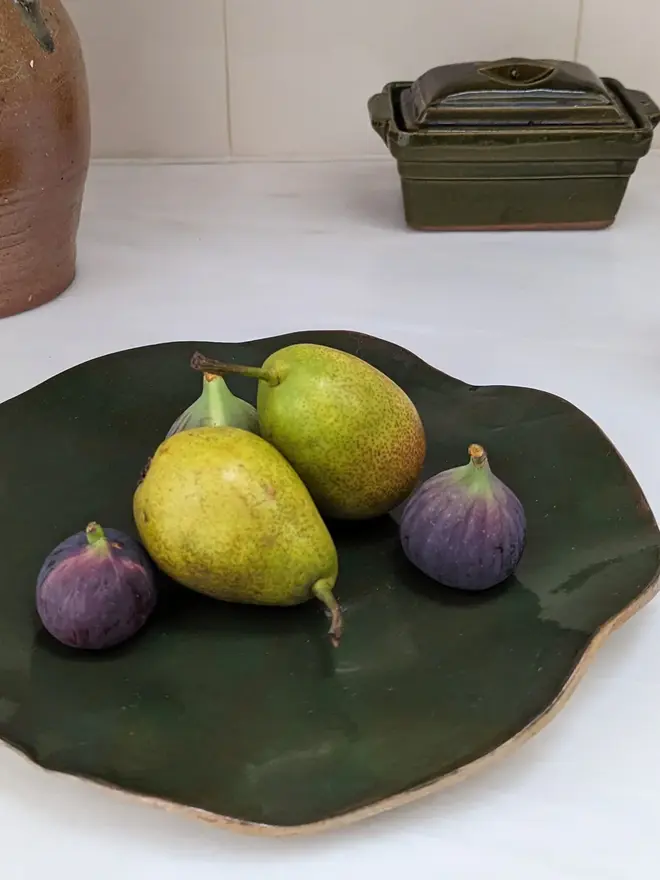 Deep Green Wavy Serving Platter