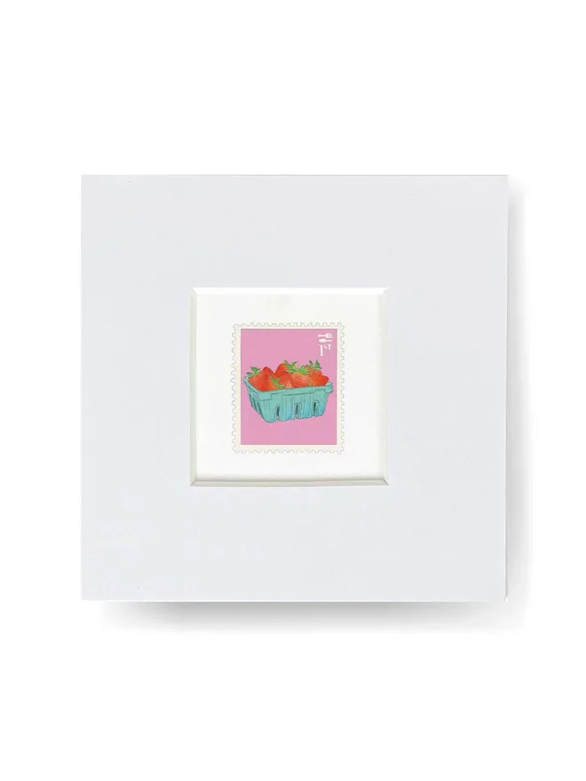 Strawberries Punnet Stamp Tiny Print