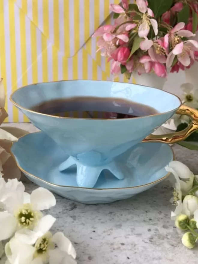 Alice In Wonderland Teacup And Saucer - Baby Blue