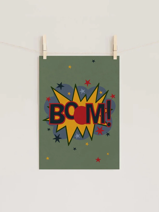Ducks In A Row BOOM! Retro Comic Kids Nursery Wall Art Print