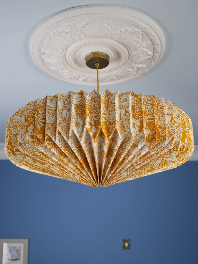 Yellow floral paper lightshade