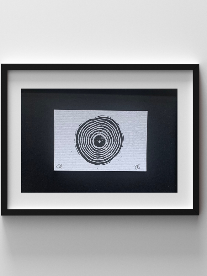 vinyl record linocut print