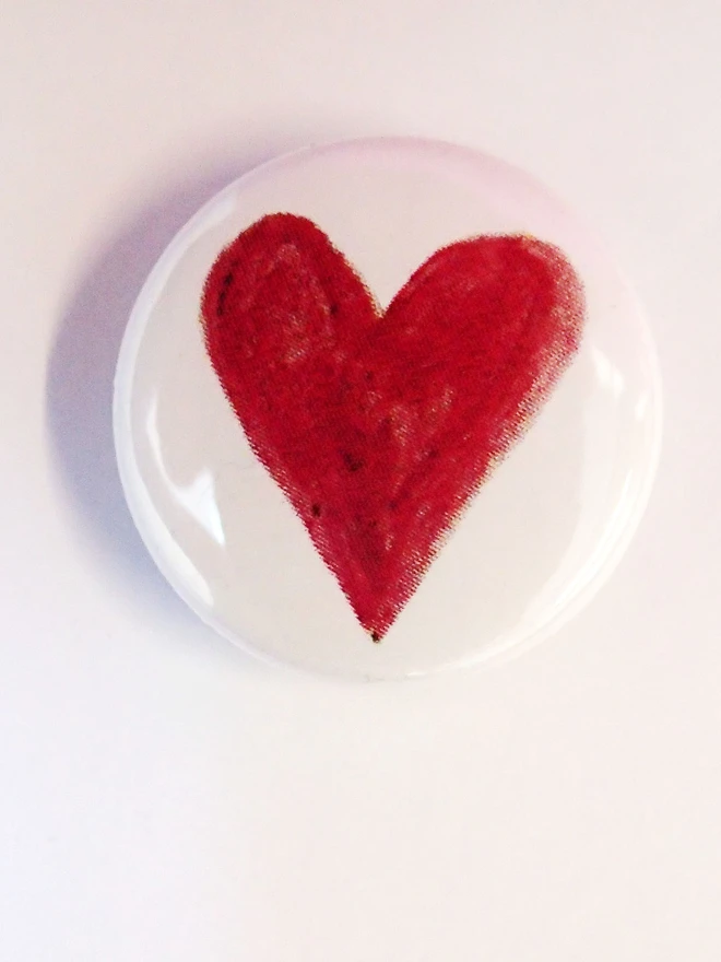 red heart couple greeting card with pin badge