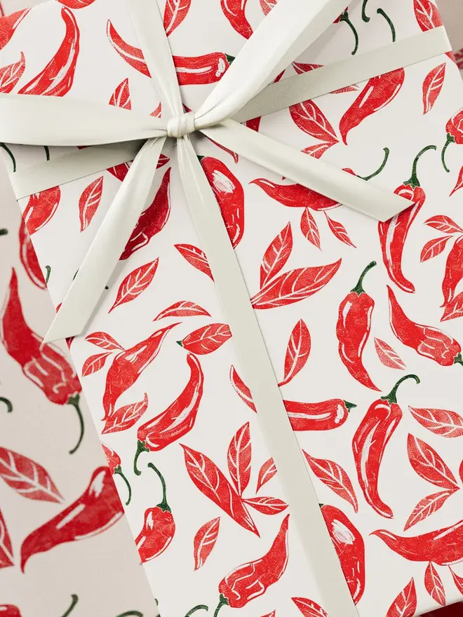 Red Chilli Block Print Wrapping Paper